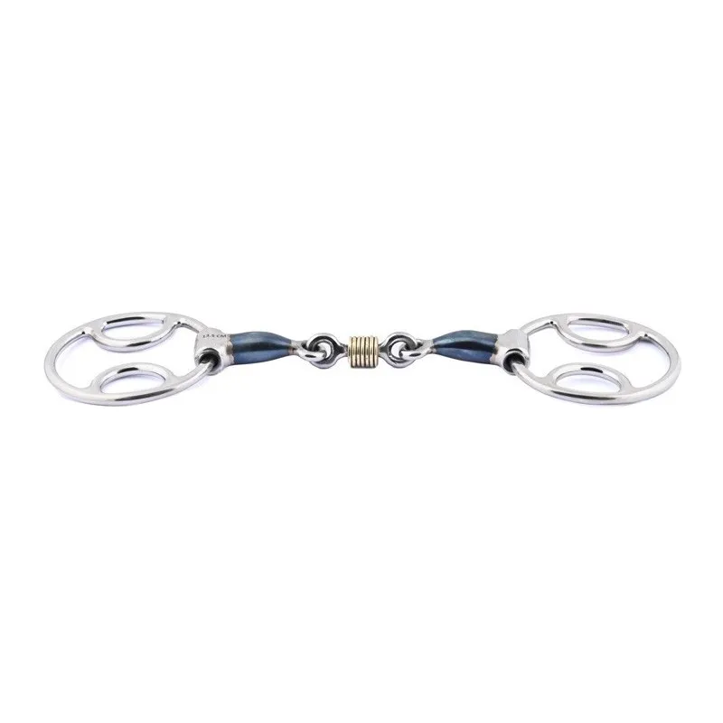 Meilleur Prix JUMPIN - Mors Blue Steel 3 effets double brisure avec anneaux cuivre - 125 mm - Blue steel - Canon double brisure