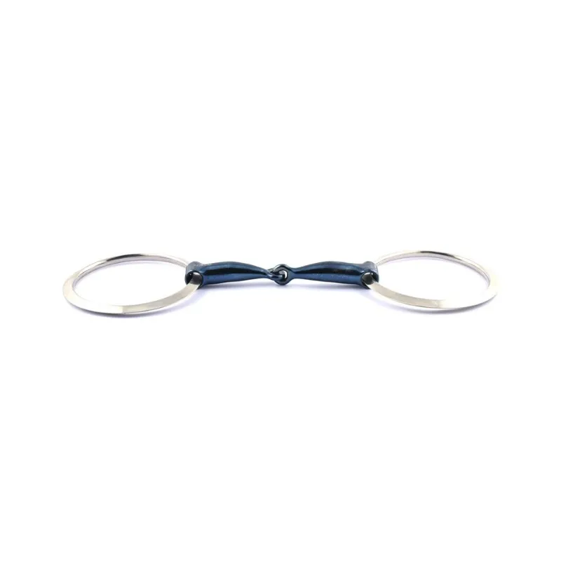 Promotion Saisonnire JUMPIN - Mors Blue Steel grands anneaux plats - 125 mm - Blue steel - Canon simple brisure