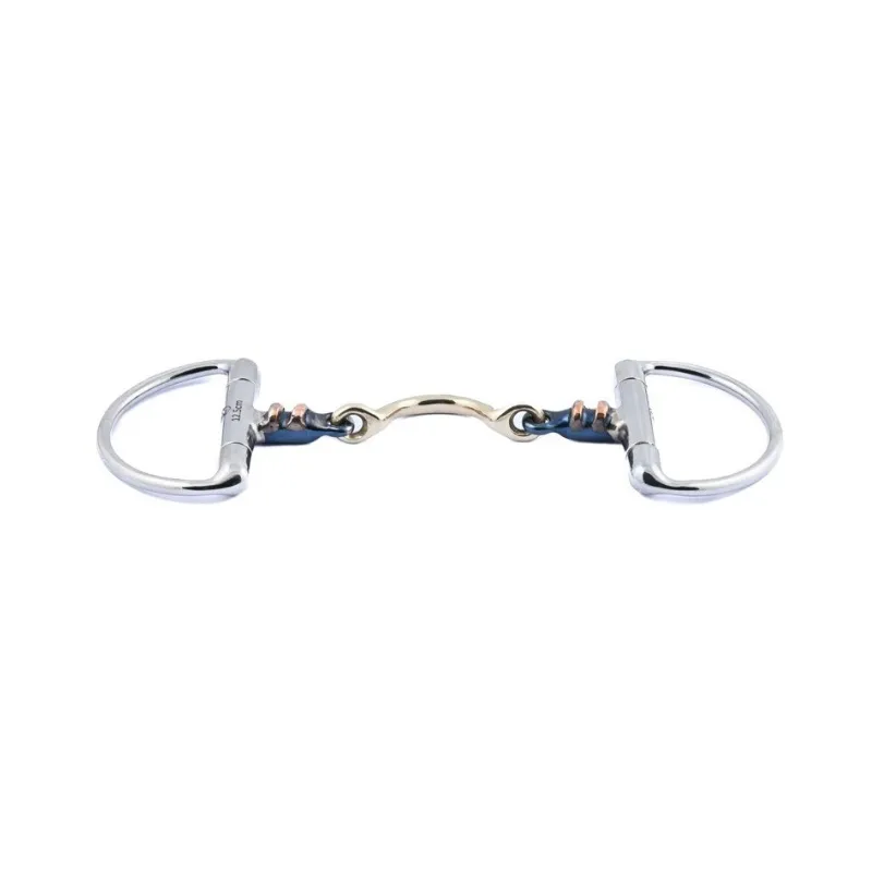 JUMPIN - Mors Blue Steel Olive double brisure avec insertion de cuivre et passage de langue - 125 mm - Blue steel - Canon passage de langue Haute Qualit