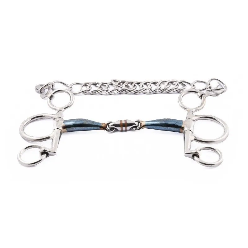 JUMPIN - Mors Blue Steel Pelham petites branches double brisure - 125 mm - Blue steel - Canon double brisure Prix Bas