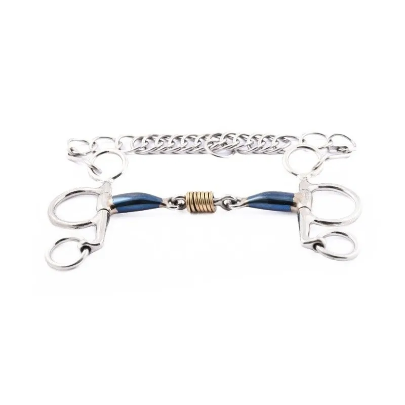 Expdition Rapide JUMPIN - Mors Blue Steel Pelham petites branches double brisure et cuivre - 125 mm - Blue steel - Canon rouleaux