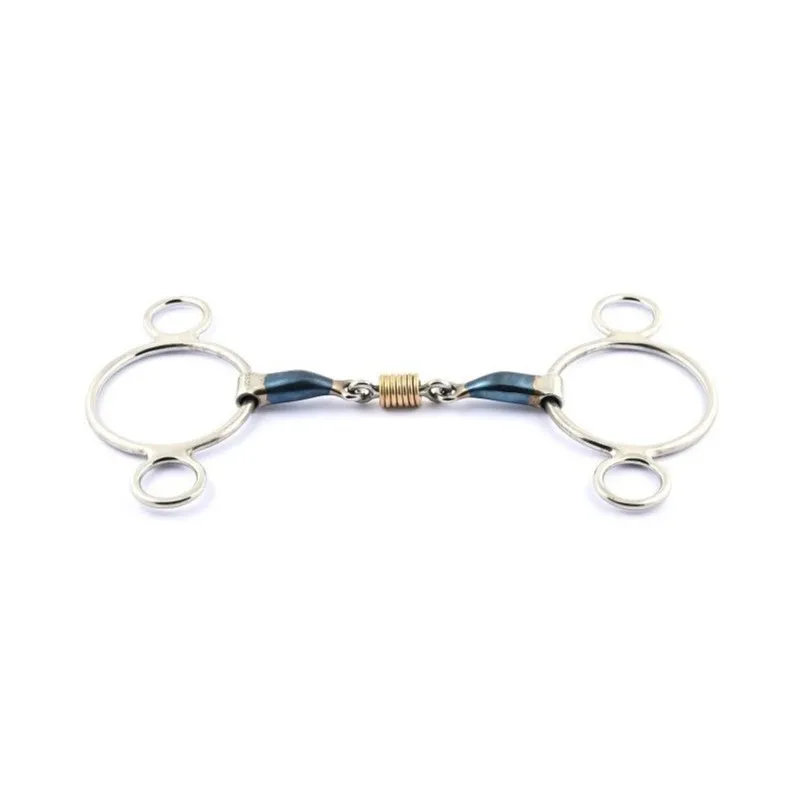 Petit Prix JUMPIN - Mors Blue Steel Pessoa avec anneaux en cuivre - 125 mm - Blue steel - Canon rouleaux