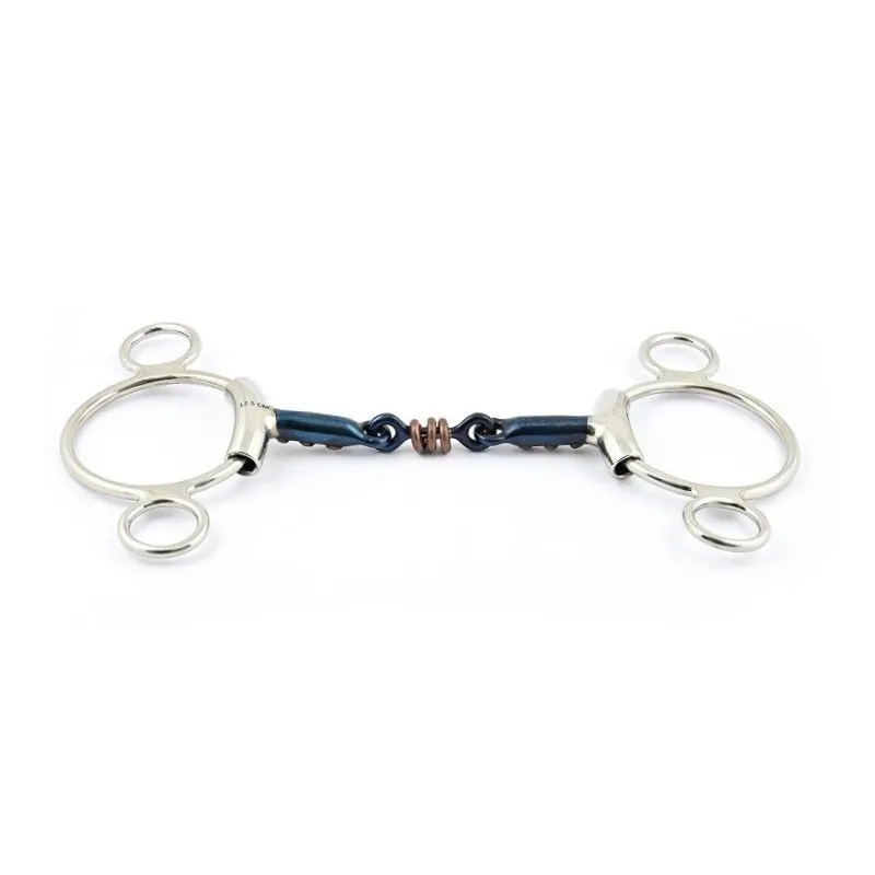 Prix Promo JUMPIN - Mors Blue Steel Pessoa double brisure et incrustation cuivre - 125 mm - Blue steel - Canon double brisure