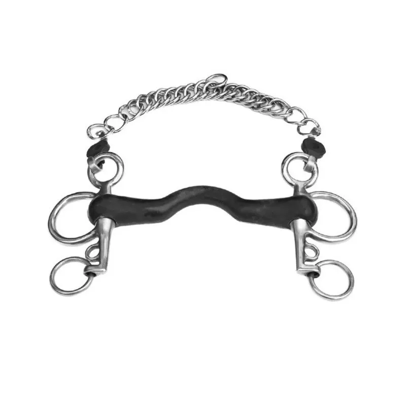 Must-Have JUMPIN - Mors Pelham petites branches caoutchouc rigide avec passage de langue - 125 mm - Caoutchouc - Canon double brisure