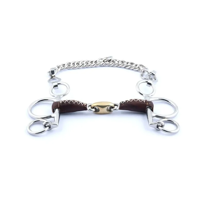 Promotion JUMPIN - Mors Pelham petites branches double brisure recouvert de cuir - 115 mm - Cuir - Canon double brisure