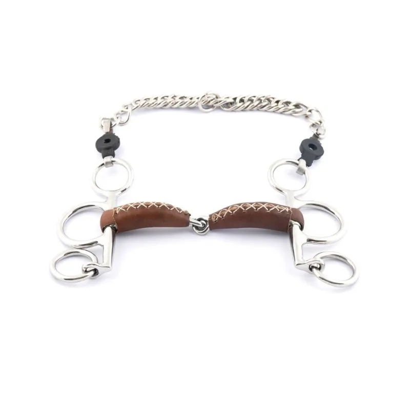 Expdi Aujourdhui JUMPIN - Mors Pelham petites branches recouvert de cuir - 115 mm - Cuir - Canon simple brisure