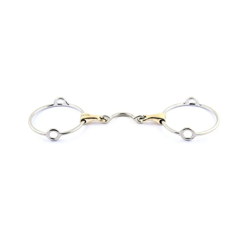 JUMPIN - Mors releveur grands anneaux double brisure passage de langue - 125 mm - German silver - Canon double brisure Livraison Gratuite