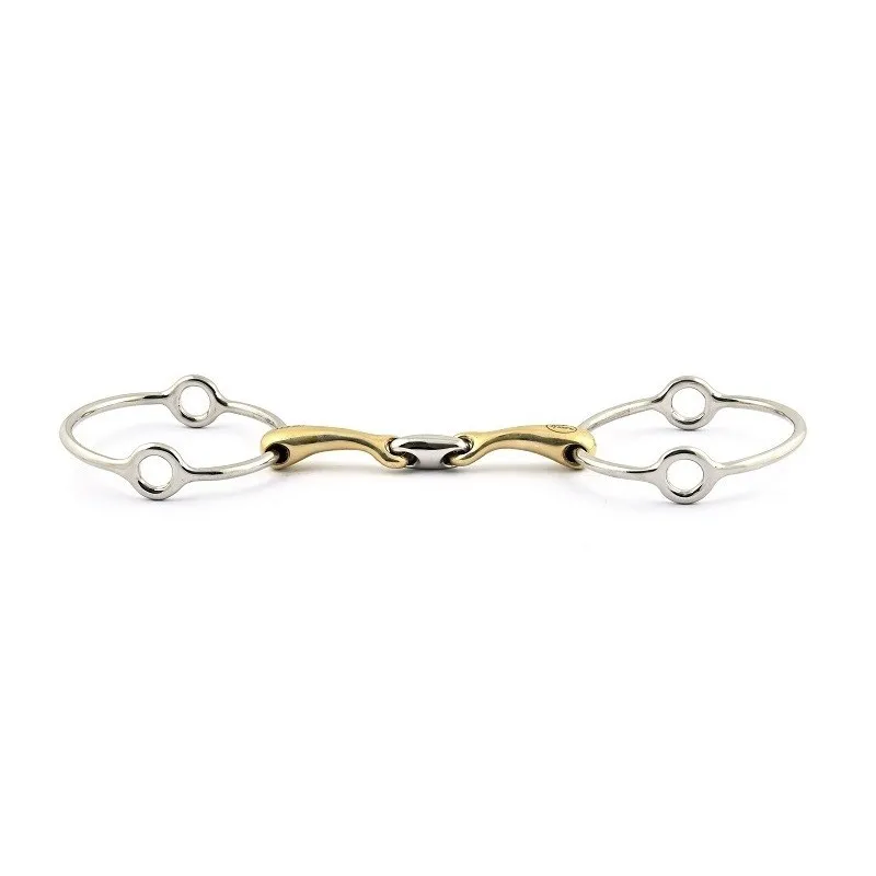 Satisfait Ou Rembours JUMPIN - Mors releveur grands anneaux double brisure bloqu - 125 mm - German silver - Canon double brisure