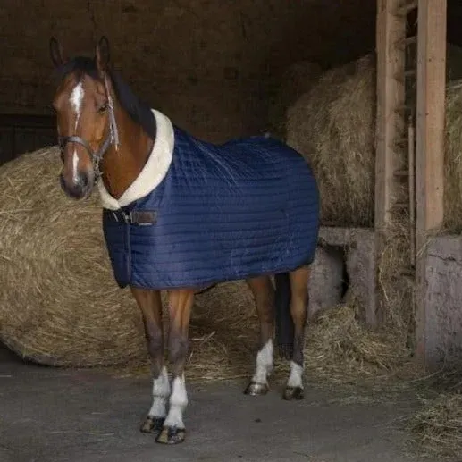 Manta para caballo Equi-Theme Teddy Stable manta Lined with Synthetic Sheepskin - Navy/Ecru / 6'6/145 cm Vente Directe