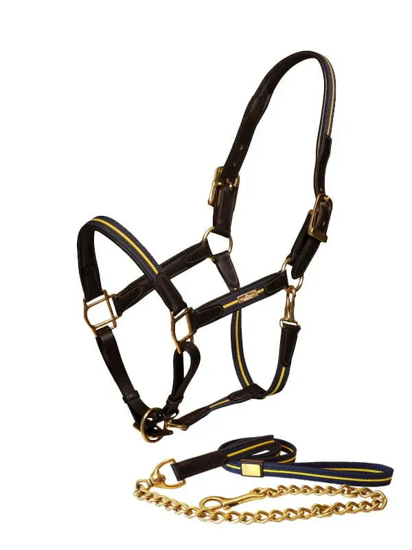 Leather cabezada de cuadra & Lead Chain Equestrian Stockholm Leather cabezada de cuadra & Lead Chain - Full / Sweden Nation Retour Gratuit