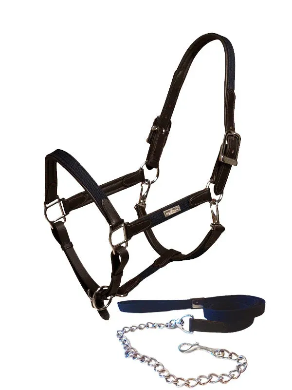 Achat Immdiat Leather cabezada de cuadra & Lead Chain Equestrian Stockholm Leather cabezada de cuadra & Lead Chain – Full / Navy