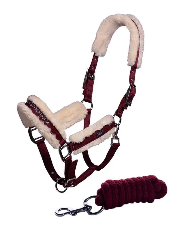 Fur cabezada de cuadra & ramal Equestrian Stockholm Fur cabezada de cuadra & ramal Bordeaux - Pony / Bordeaux Rduction