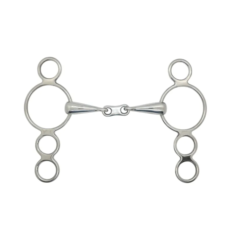 Livraison Gratuite PROCONFORT - Mors Pessoa 4 anneaux double brisure lien plat 18 mm Inox - 105 mm - Inox - Canon palette