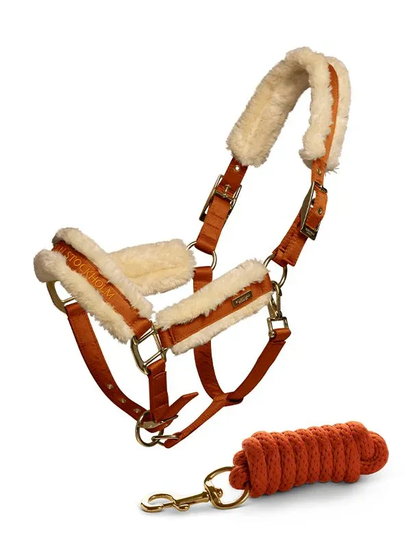 Fur cabezada de cuadra & ramal Equestrian Stockholm Fur cabezada de cuadra & ramal Bronze Gold - Pony / Bronze Gold Vente Directe