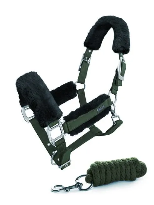 Prix Bas Fur cabezada de cuadra & ramal Equestrian Stockholm Fur cabezada de cuadra & ramal Deep - Full / Deep Olivine