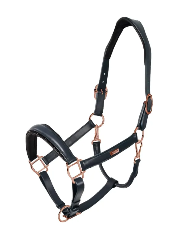 Anatomic Glimmer Leather cabezada de cuadra Equestrian Stockholm Glimmer Anatomic Leather - Pony / Dark Ocean Petit Prix