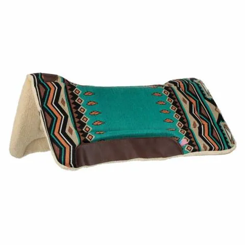 Tapis de selle western vert avec empicements en cuir - Pool's - Eco laine Haute Qualit