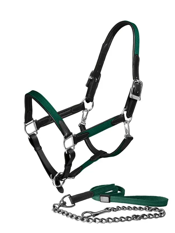 Petit Prix Leather cabezada de cuadra & ramal Equestrian Stockholm Leather cabezada de cuadra & ramal - Cob / Sycamore Green