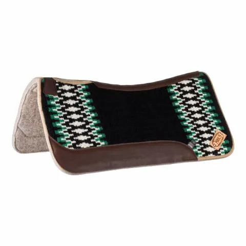 Authentique Tapis de selle western - Pool's - Feutre et cuir - Noir/ Rouge