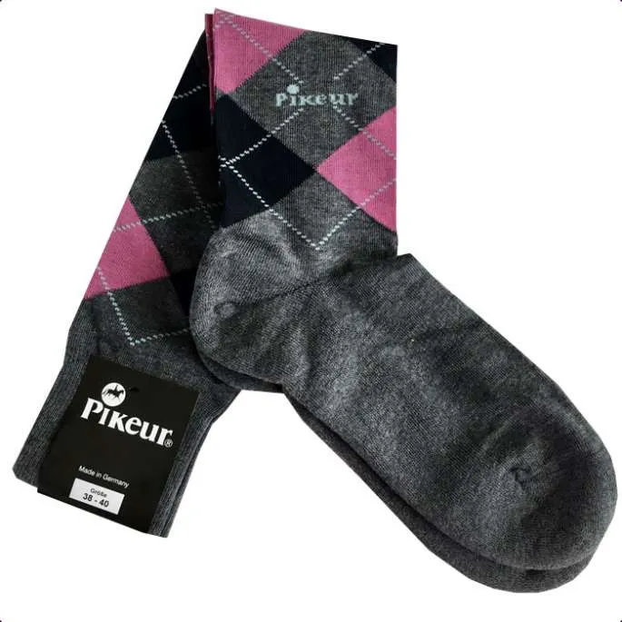 Chaussettes hautes Argyle - Pikeur - fuchsia/gris - 38/40 Nouvel Arrivage