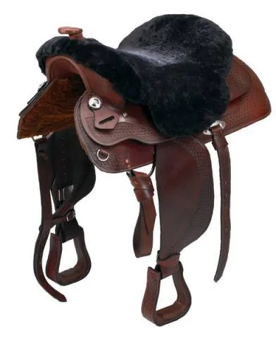 Top Vente Dessus de selle mouton vritable - Noir