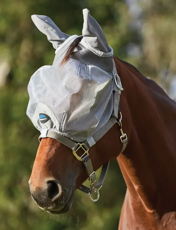 Jusqu puisement Des Stocks Masque anti-mouches Weatherbeeta ComFiTec Hexi Shield duo - L - Argent