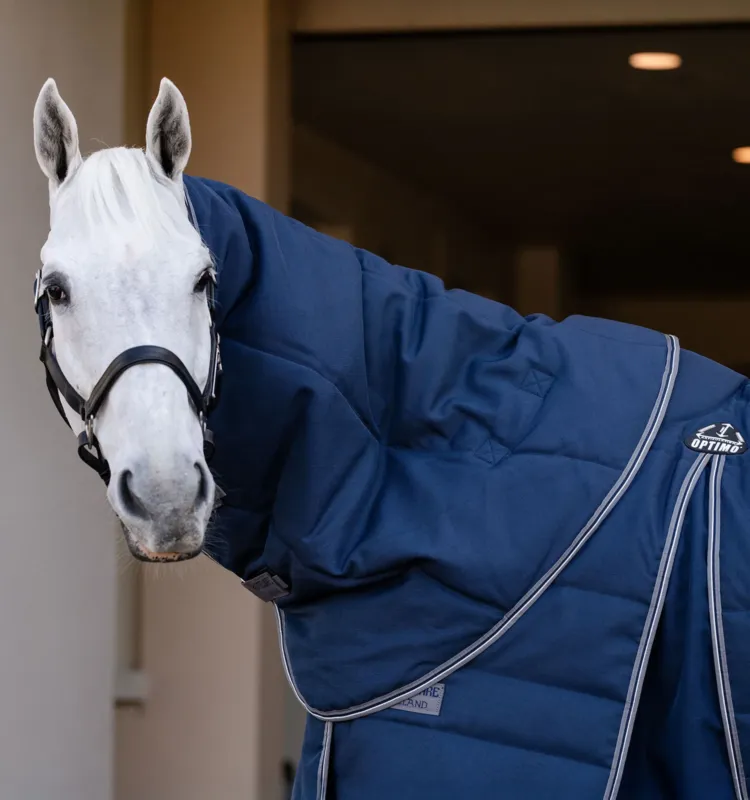 Offre Limite Couvre-cou d'curie Horseware Rambo Optimo 200g - XL - Marine / orage / gris argent