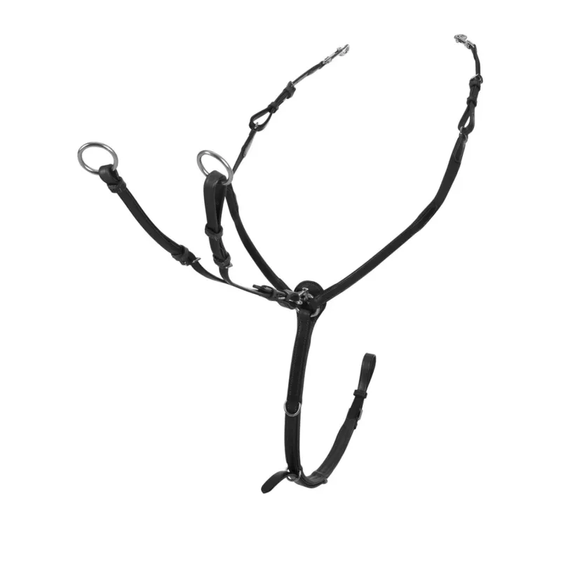 Livraison Gratuite Collier de chasse en cuir Equestro modle Y Fork - Cheval - Noir