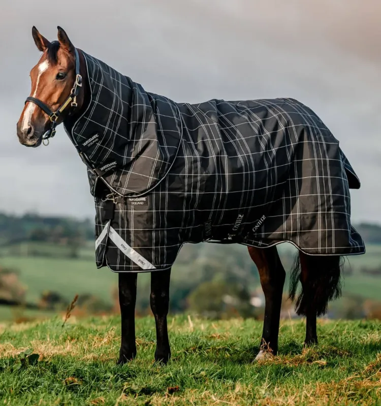 Livraison Express Couverture Horseware Rhino Turnout Bundle liner 0g et 200g - 155 cm - Carreaux noir / noir & blanc