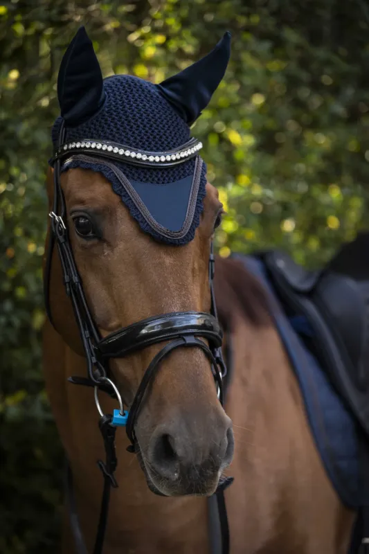 Bonnet chasse-mouches Lami-Cell Vintage - Cheval - Bleu marine Offre Spciale