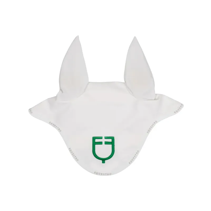 Super Prix Bonnet anti-mouches en tissu technique avec logo multicolore Equestro - Cheval - Blanc / blanc / vert patriote