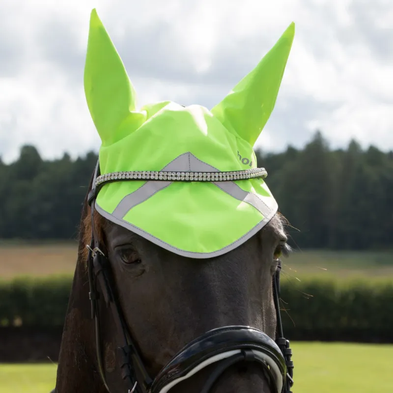 Bonnet anti-mouches rflchissant Horze - Poney - Jaune Expdi Aujourdhui