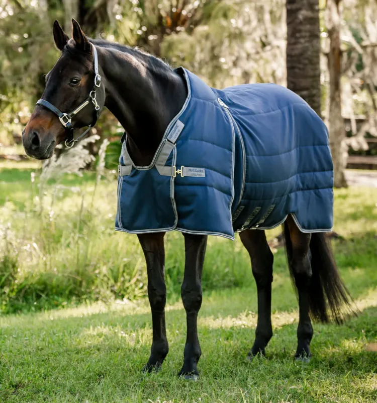 Offre Exclusive Couverture d'curie Horseware Rambo Optimo 400g - 155 cm - Marine / orage / gris argent