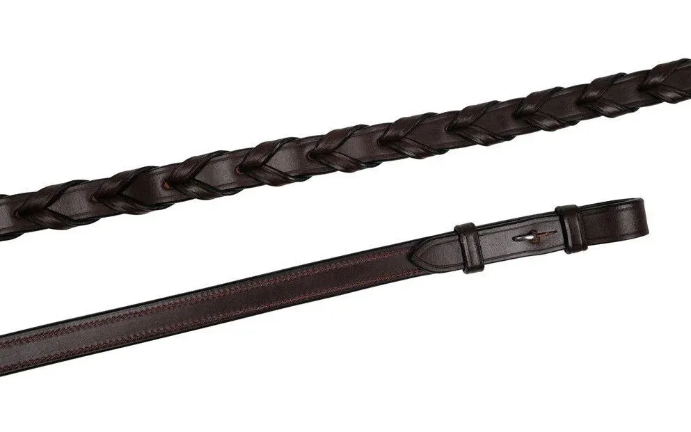 Rnes en cuir tress Montar attache franaise - Cheval - Marron Dernier Modle