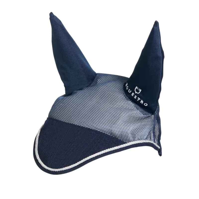 Bonnet anti-mouches en coton et tissu perfor Diamond Equestro - Cheval - Marine Marque