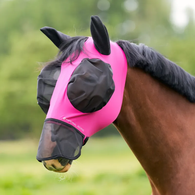 Super Prix Masque anti-mouches avec nez Imperial Riding Trail ride - Cheval - Rose