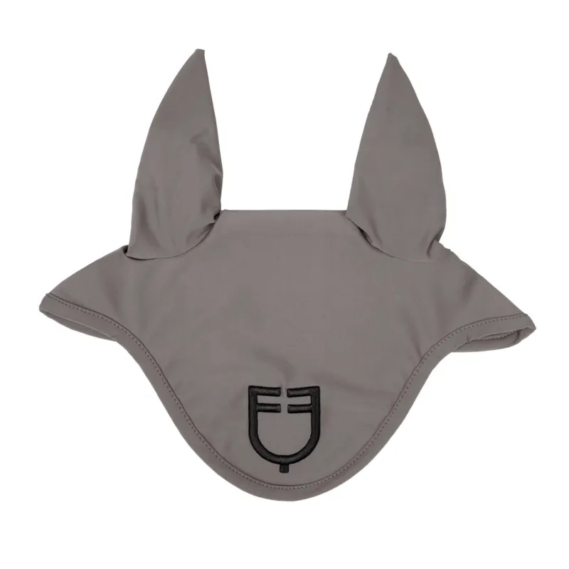 Affaire  Saisir Bonnet anti-mouches en tissu technique avec logo Equestro – Cheval – Gris / noir