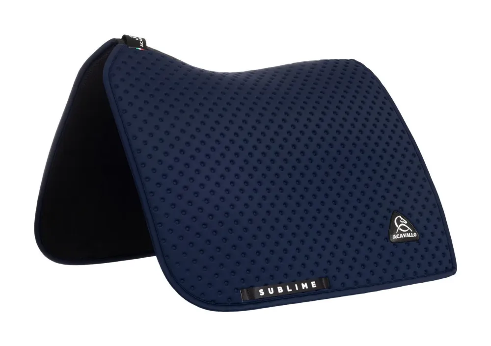 Retour Gratuit Tapis de dressage Acavallo Sublime en tissu technique pois - Marine