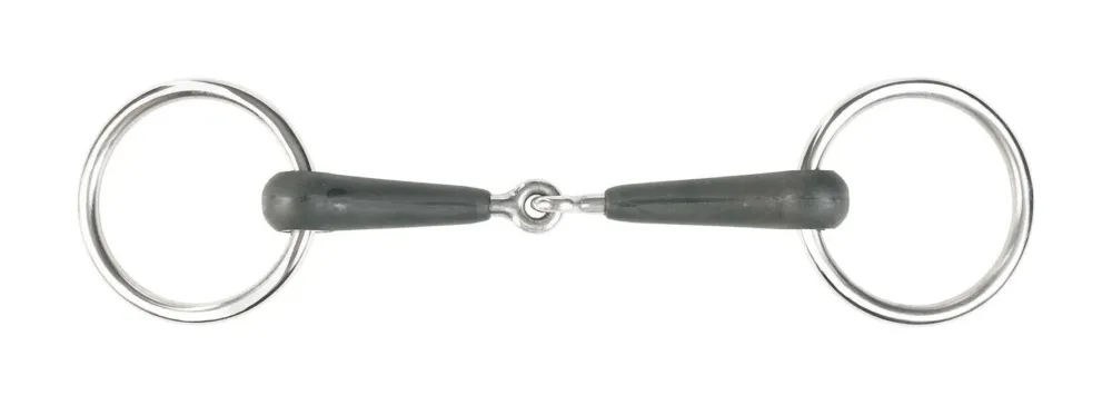 Mors de filet simple brisure caoutchouc anneaux Chantilly Horze - 125 mm - Noir Acheter Direct