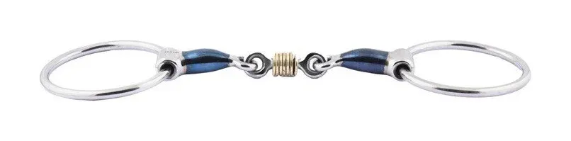 Mors Blue Steel Jump'In double brisure avec anneaux en cuivre - 125 mm Nouvel Arrivage