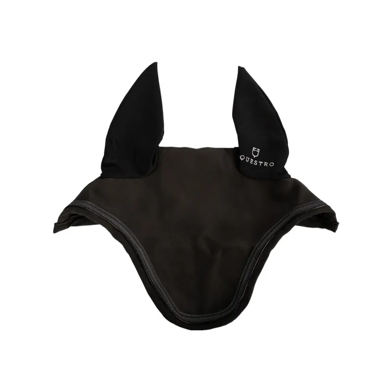 Bonnet anti-mouches en tissu technique stretch avec logo collection Elegance Equestro - Cheval - Noir Pas Cher