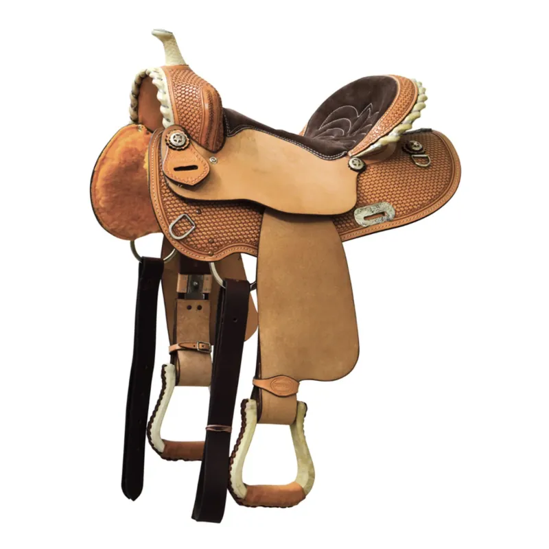 Selle western barrel Denver manteau rond - 16" - Rouge Quantit Limite