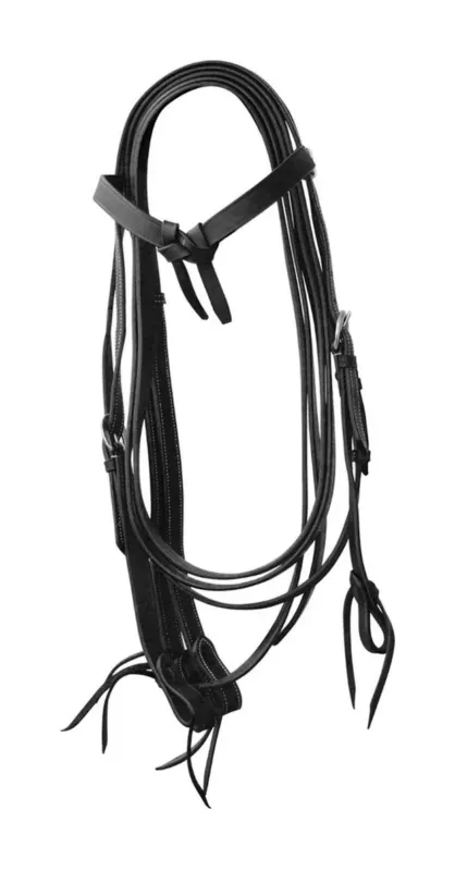 Bridon Western avec Nud et Rnes en Cuir Lisse Lakota - Noir Acheter En Ligne