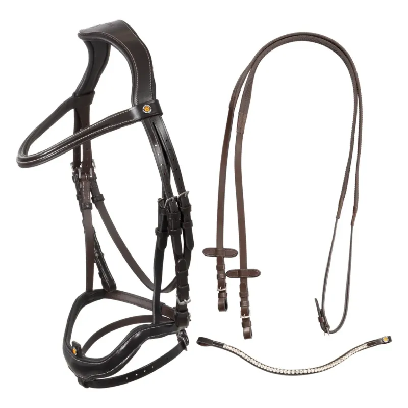 Bridon anatomique Equestro muserolle curve - Grand cheval - Marron fonc Populaire
