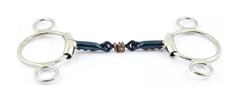 Nouvel Arrivage Mors Jump'In Blue Steel Pessoa double brisure et incrustation cuivre - 125 mm