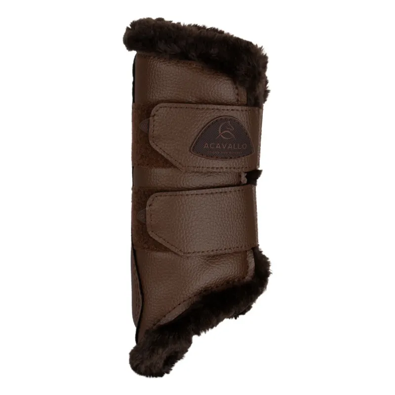 Acheter En Ligne Gutres avant en cuir cologique avec fourrure synthtique et double velcro Acavallo - L - Marron fonc