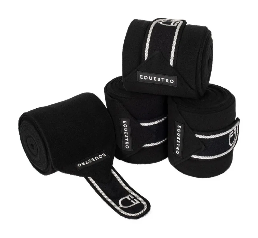 Authentique Bandes de polo poney avec logo brod Diamond par 4 Equestro - Poney - Noir