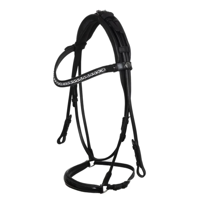 Livraison Gratuite Bridon Girasole en cuir de veau Acavallo - Cheval - Noir