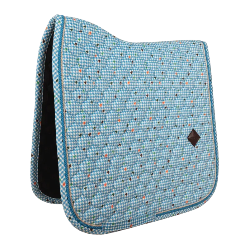Offre Spciale Tapis de Selle Velvet Pied-de-Poule Dressage Kentucky - Cheval - Marine / colourful