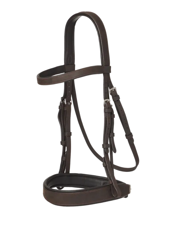 Bridon plat Hunter LeMieux avec rnes lacets - Cheval - Havane / argent Nouveaut